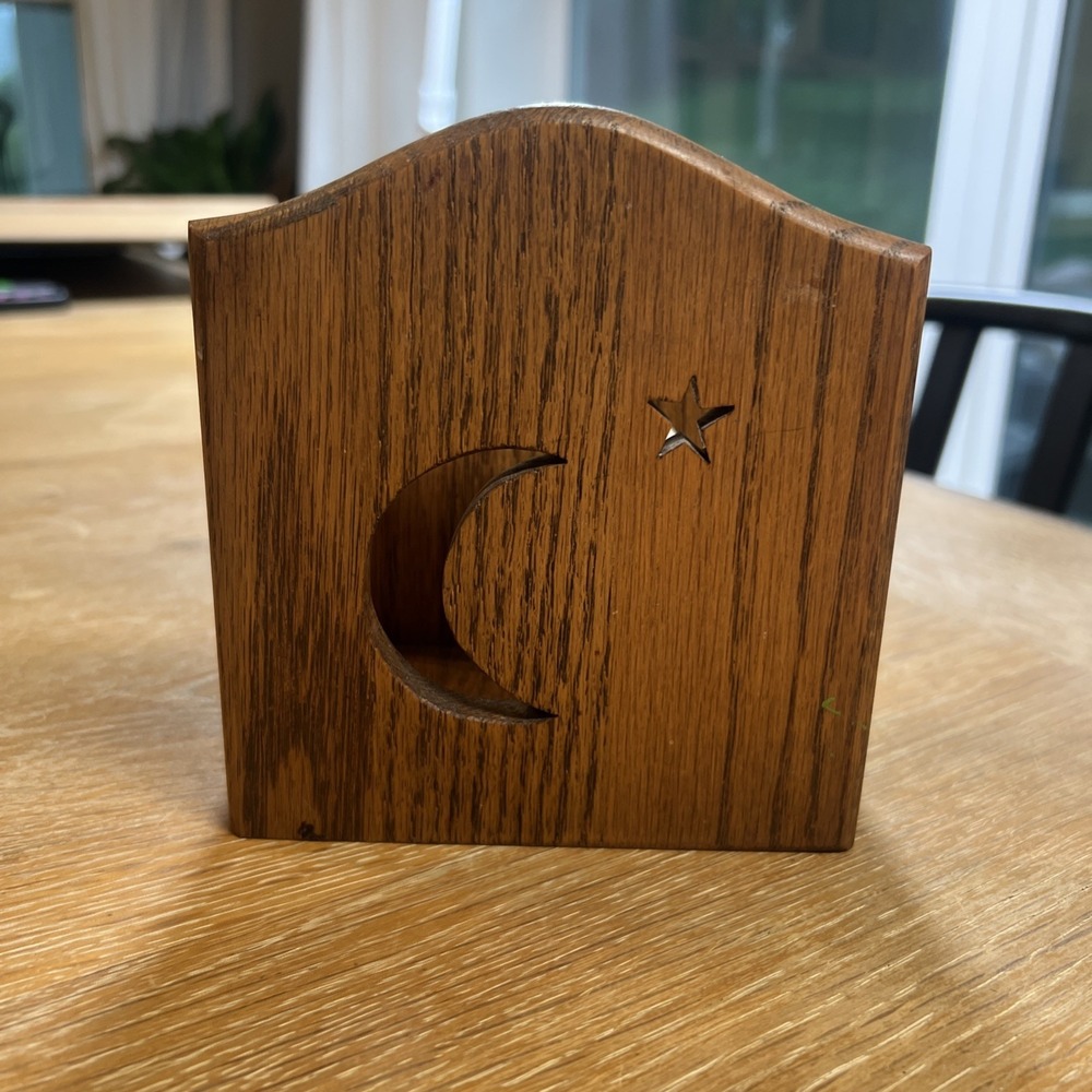 Vintage Wood Celestial Moon Stars Napkin Letter Holder